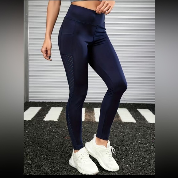 None Pants - Navy High Waist athletic Leggings